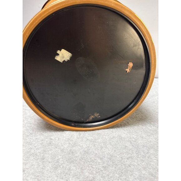 Vintage Faux Leather & Gold Ice Bucket with Handle & Lid Floral Design Top Mid-C - Picture 4 of 8